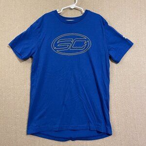 Under Armour Shirt Boy's Large Royal Blue Graphic Short Sleeves